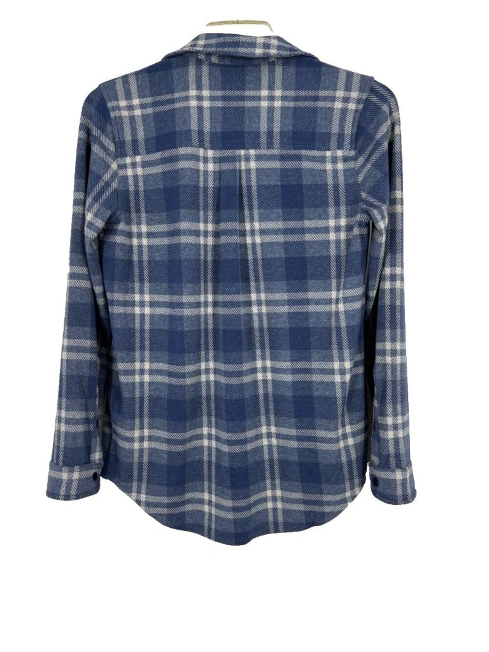 Quince Stretch Sweater Fleece Flannel Shirt Size Medium - Indigo Blue Check - Picture 5 of 5